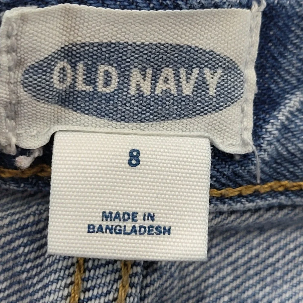 Old Navy Kids Girls Size 8 Distressed Americana Flag Pocket Denim Shorts Blue